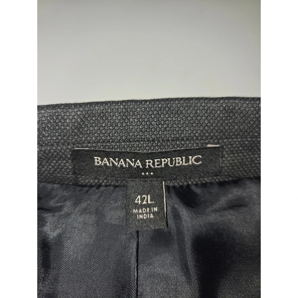 Banana Republic Mens 42L Slim Fit Charcoal Gray Nailhead Blazer Suit Jacket 42 L